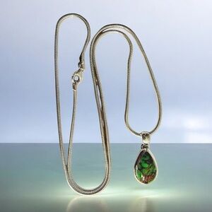 925 Silver Turquoise and Copper Pendant w 22 in P LUX Snake Long Chain Necklace